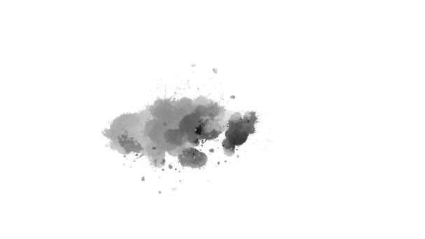 Vloeibare Inkt Spatten Overgang Een Witte Achtergrond Aquarelverf Penseelstreek Inktsplash — Stockvideo