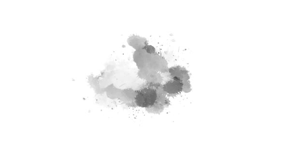 Płynna Zmiana Koloru Tuszu Białym Tle Pociągnięcie Pędzla Farbą Akwarelową — Wideo stockowe