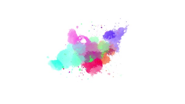 Flüssige Farbspritzer Auf Weißem Hintergrund Aquarell Pinselstrich Farbspritzer Übergang Abstrakter — Stockvideo