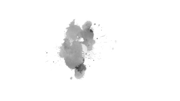 Beyaz Arka Planda Sıvı Mürekkep Sıçraması Suluboya Fırça Darbesi Mürekkep — Stok video