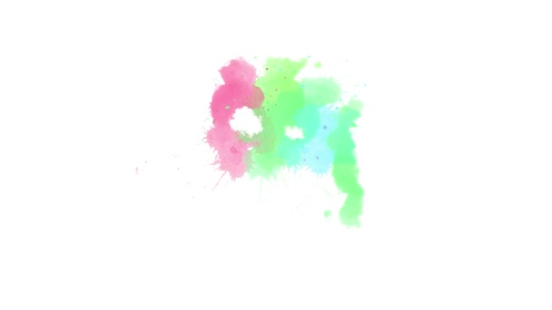 Flüssige Farbspritzer Auf Weißem Hintergrund Aquarell Pinselstrich Farbspritzer Übergang Abstrakter — Stockvideo