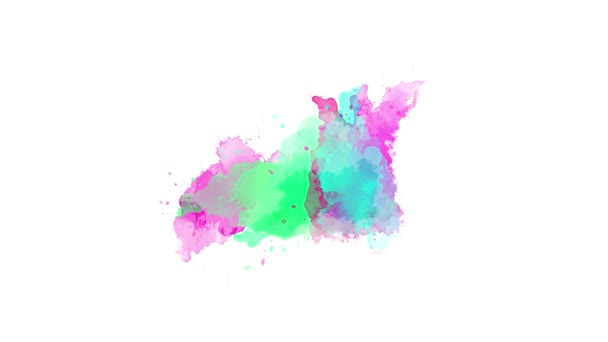 Colorful Water Brush Ink Spot Appears White Background Splash Color — Stock Video