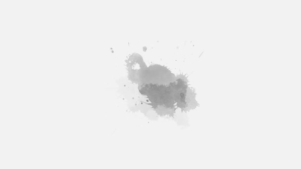 Blekkoverføring Flekksprutende Virkning Animasjon Blekket Penselstrøk Blekksprut Abstrakt Blekkbørste Sprut – stockvideo