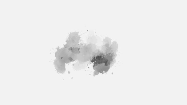 Auf Weißem Hintergrund Erscheint Ein Bunter Tuschfleck Mit Wasserpinsel Abstrakte — Stockvideo