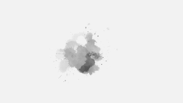 Ponto Tinta Pincel Água Colorido Aparece Fundo Branco Splatter Transição — Vídeo de Stock