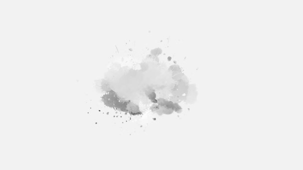 Χρώμα Μελάνι Σταγόνες Splatter Λευκό Φόντο Ink Splatter Εφέ Μετάβασης — Αρχείο Βίντεο