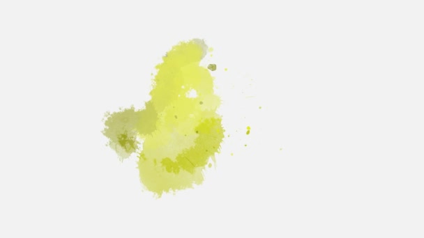 彩色墨水滴在白色背景上 墨水滴在白色背景上的动画效果 水彩斑斓的黑色油墨 油墨飞溅过渡 笔刷笔划 流体艺术背景 阿尔法垫组合 — 图库视频影像