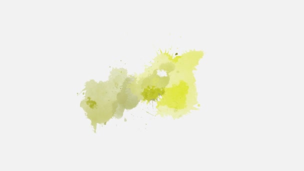 Χρώμα Μελάνι Σταγόνες Splatter Λευκό Φόντο Ink Splatter Εφέ Μετάβασης — Αρχείο Βίντεο