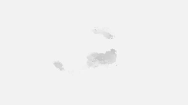 抽象的な水彩画の背景画像 水彩画の液体スプラッター 白で分離しました ダークトーン — ストック動画