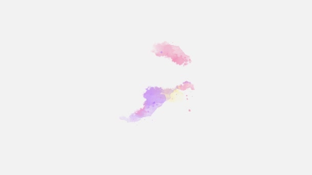 흰색에 아쿠아렐 페인트의 튀김추상 수채화 이미지 레인보우 — 비디오
