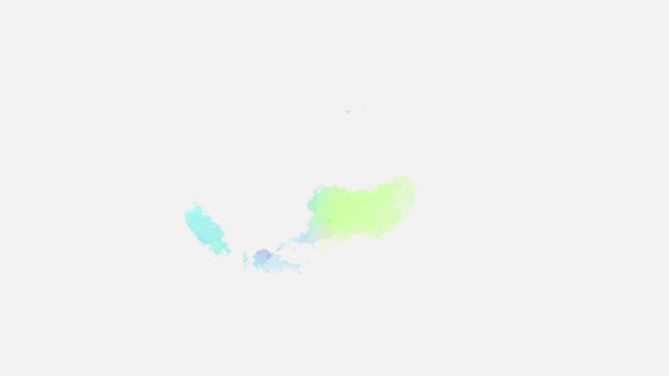 抽象的な水彩背景画像 アクアレル塗料の液体スプラッターです ホワイトで孤立 ウォーターカラートーン — ストック動画
