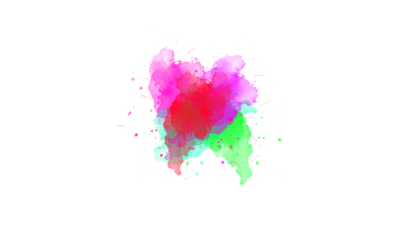  Suluboya fırça darbeleriyle parlak mürekkep damlaları şeffaf arkaplanda renkli, serbest akış kompozisyonu oluşturur..