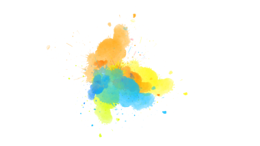  Suluboya fırça darbeleriyle parlak mürekkep damlaları şeffaf arkaplanda renkli, serbest akış kompozisyonu oluşturur..