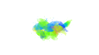  Suluboya fırça darbeleriyle parlak mürekkep damlaları şeffaf arkaplanda renkli, serbest akış kompozisyonu oluşturur..