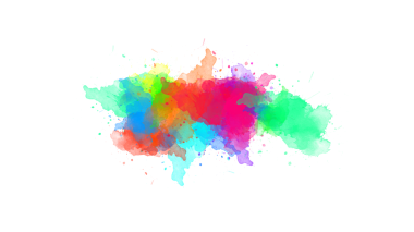  Suluboya fırça darbeleriyle parlak mürekkep damlaları şeffaf arkaplanda renkli, serbest akış kompozisyonu oluşturur..