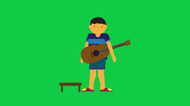 Yeşil ekrandaki tabure animasyonundan gitarı seçen karakter. 