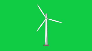 Yeşil ekranda rüzgar türbini canlandırması.