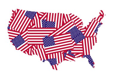 Birleşik Devletler haritası beyaz arkaplan üzerinde izole