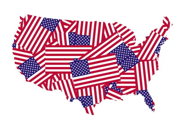 在白色背景上孤立的美国地图 — 图库照片
