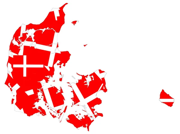 Carte Danemark Avec Drapeau Danois — Photo