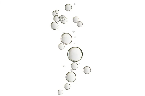 Hermosas Burbujas Agua Clara Aisladas Sobre Fondo Blanco —  Fotos de Stock