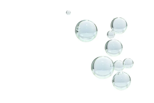 Glazen Heldere Waterbellen Geïsoleerd Een Witte Achtergrond — Stockfoto