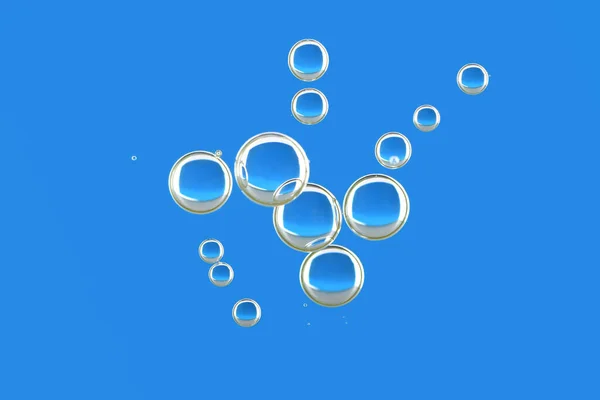 Brillantes Burbujas Fluyen Sobre Fondo Azul —  Fotos de Stock