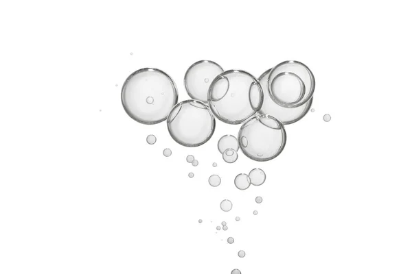 Een Groep Lichtgrijze Waterbellen Geïsoleerd Een Witte Achtergrond — Stockfoto