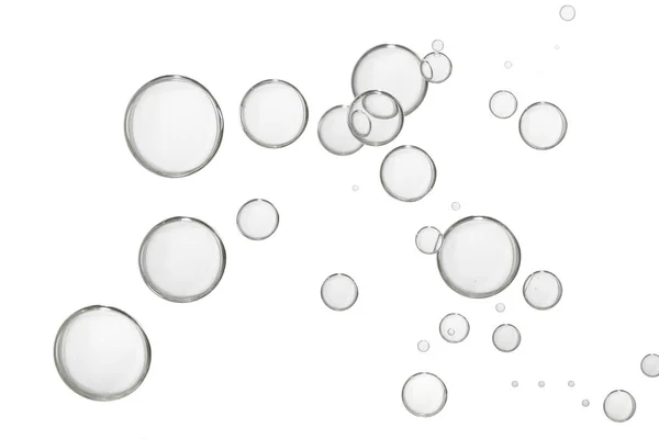 Gotas Água Leve Voa Sobre Fundo Branco — Fotografia de Stock