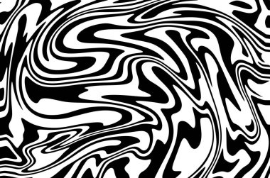 Bükülmüş siyah beyaz desen, sıvı, soyut.