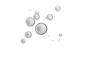 Güzel gri kabarcıklar beyaz bir yüzey üzerinde izole edilmiş. Gradyan, köpük, doldur.