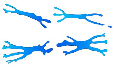 Eğimli mavi renkli eğlenceli şekiller, izole edilmiş çizimler.