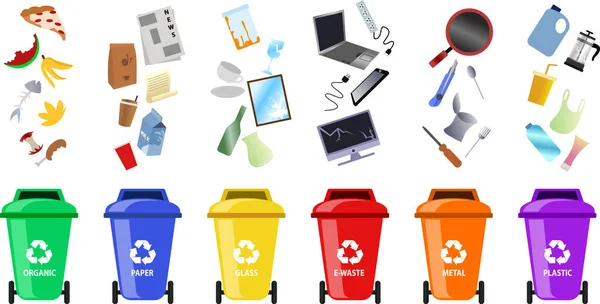 Abfallmanagement Set Und Sammlung Vektor Illustration Reduzieren Wiederverwendung Recycling Abfallsymbol — Stockvektor
