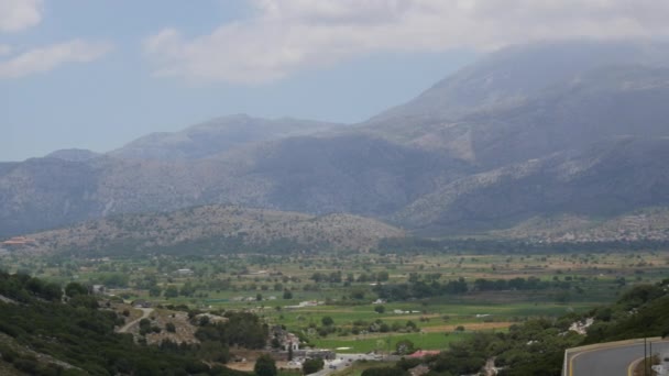 Utsikt Över Det Magnifika Naturlandskapet Lassithi Platå Största Attraktionerna Kreta — Stockvideo