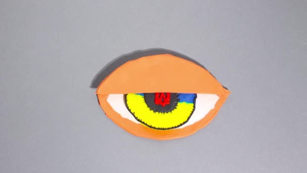 Plasticina Claymotion Stop Motion Animação Grande Olho Com Pupila Cor — Vídeo de Stock