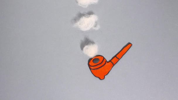 Plasticyna Lub Glinka Zatrzymują Animację Ruchową Fajkę Palenia Pierścieniami Lub — Wideo stockowe