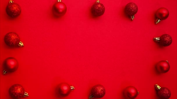 Припиніть Анімацію Червоний Різдвяний Червону Тему Монохромний Орнамент Обертається Червоному — стокове відео