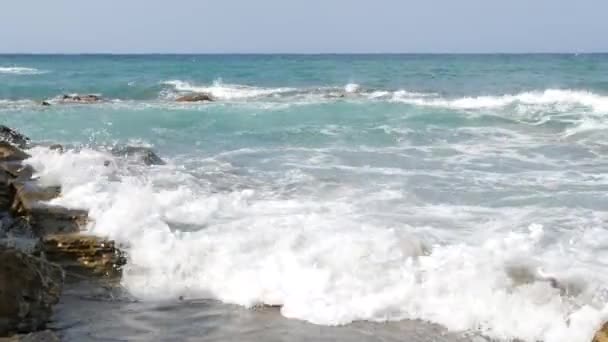 Denizde Fırtına Girit Denizi Ndeki Bir Yaz Fırtınası Sırasında Köpüklü — Stok video