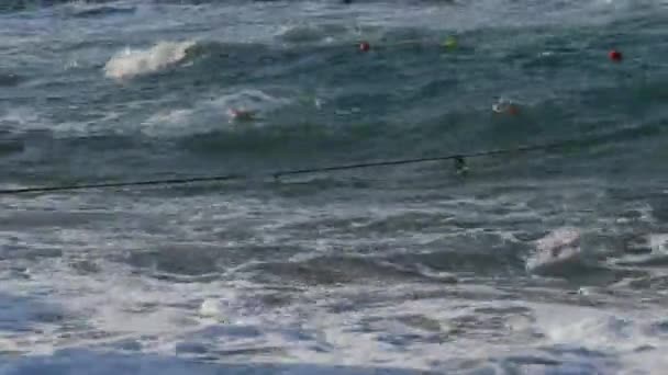 Шторм Морі Прекрасні Сильні Великі Хвилі Піною Під Час Літньої — стокове відео