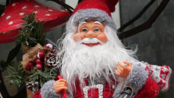 Jouet Noël Père Noël Claus Sur Fond Nouvelles Décorations Vacances — Video