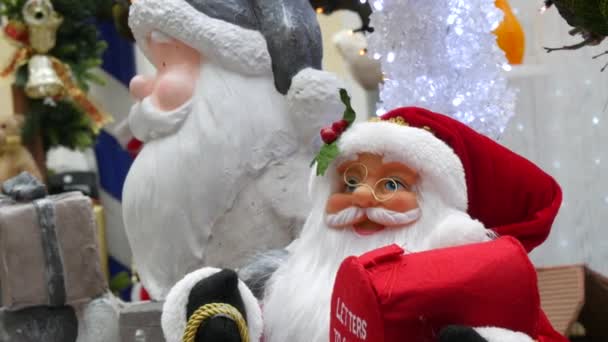 Jouet Noël Père Noël Claus Sur Fond Nouvelles Décorations Vacances — Video
