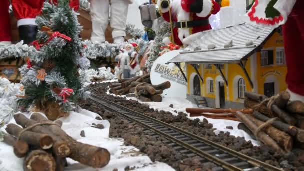Baden Baden December 2022 Toy Christmas Railway Small Steam Train — Stock Video