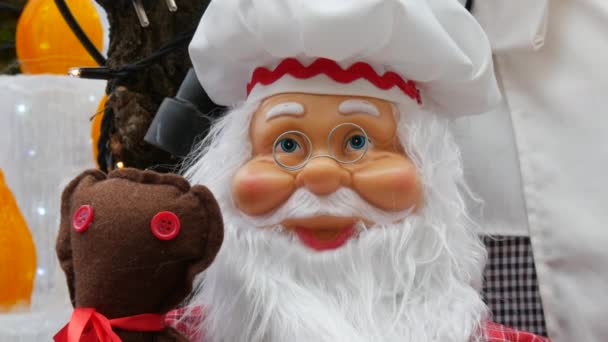 Julen Leksak Santa Claus Bakgrunden Nyår Semester Dekorationer — Stockvideo