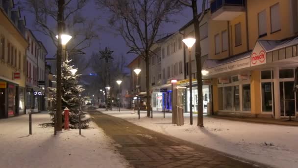 Kehl Németország 2022 December Hangulatos Sötét Téli Éjszaka Megvilágítás Egy — Stock videók