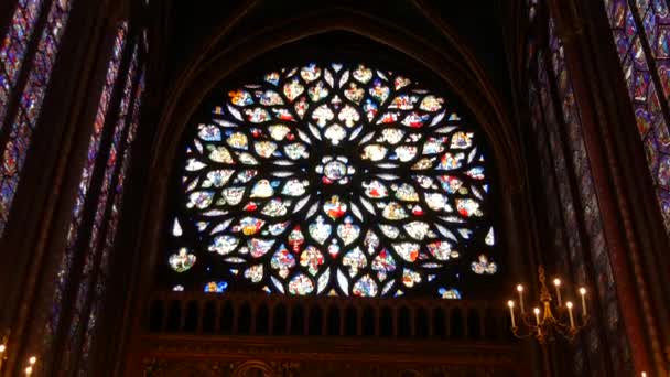 January 2023 Paris France Fine Multicolored Stained Glass Windows Thirteenth — Wideo stockowe