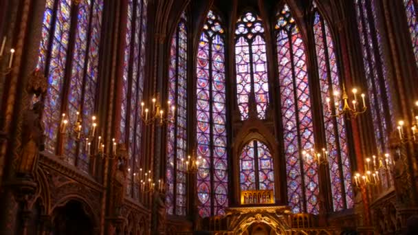 January 2023 Paris France Fine Multicolored Stained Glass Windows Thirteenth — Stock Video