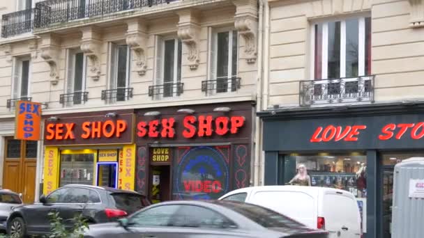 January 2023 Paris France Row Sex Shops Street Day — Vídeo de Stock