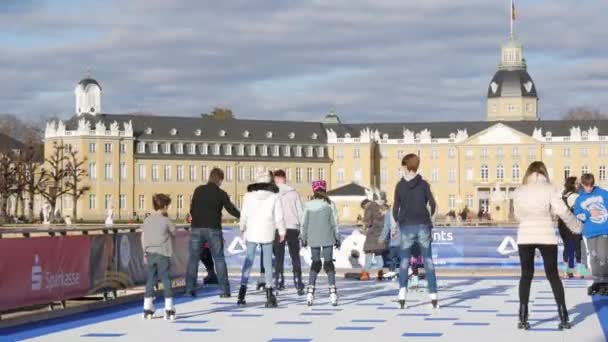 Karlsruhe Germany January 2023 People Relax Roller Skating Rink Background — Stock Video