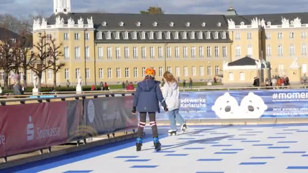 Karlsruhe Germany January 2023 People Relax Roller Skating Rink Background — Stockvideo