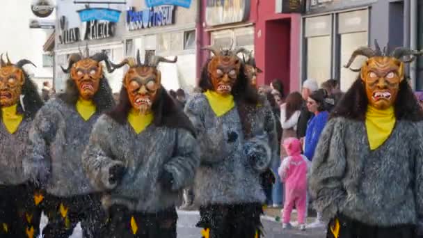 February 2023 Kehl Germany People Scary Funny Costumes Festive Rosenmontag — стоковое видео